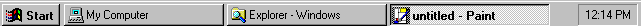 The windows 95 taskbar
