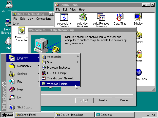 The Windows 95 desktop.