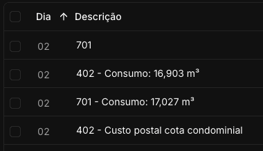 Selecting a cell value filters the statement list instantly